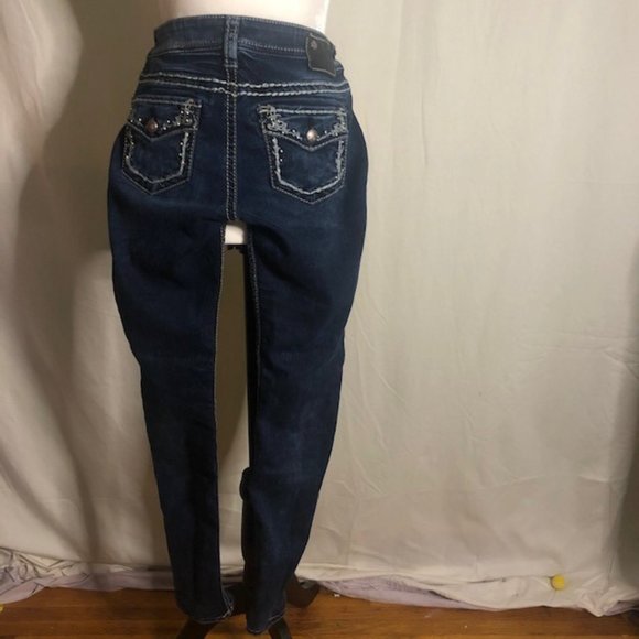 Women's Silver Aiko Flap Skinny Jeans Size 29/28 - Picture 3 of 7